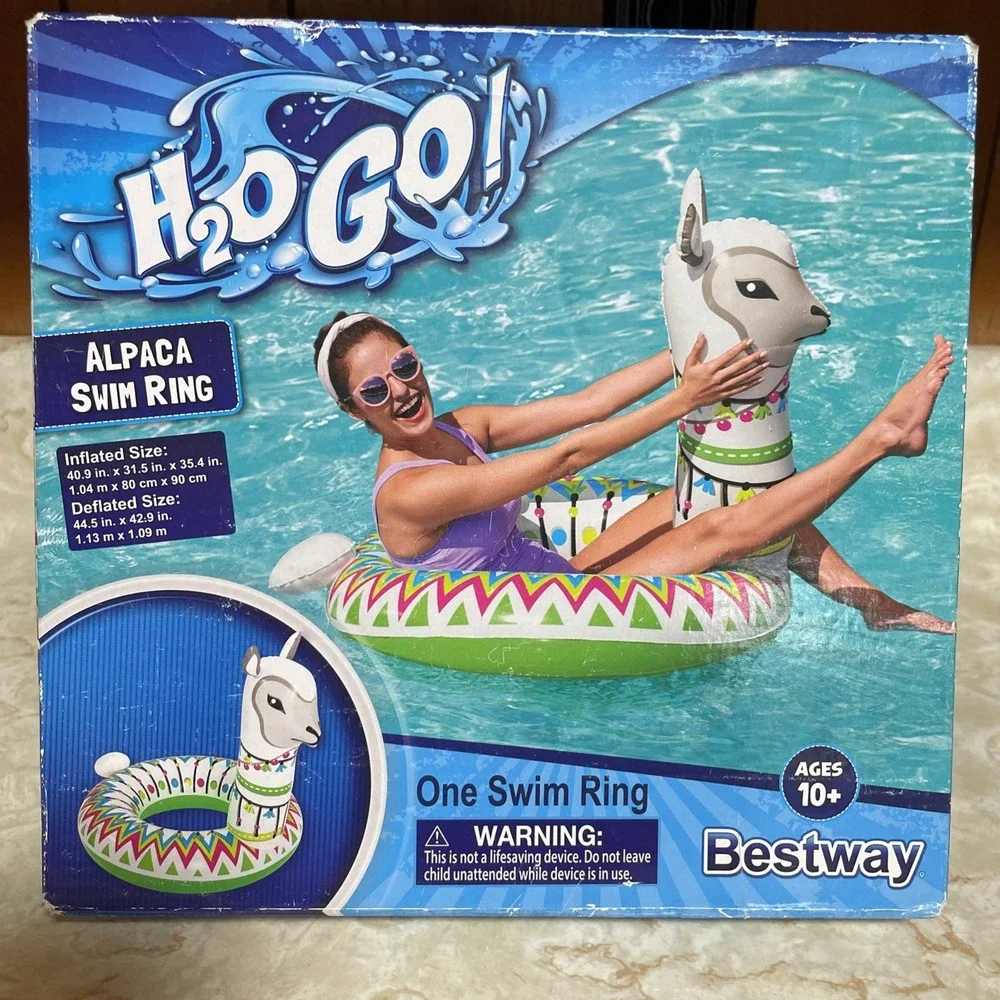 H2O GO! Alpaca‎ Swim Ring 41 in x 31.5 in x 35.5 in pool float NIB